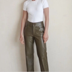 SUNDARBAY Vegan Leather High Rise Khaki Pants Size 8